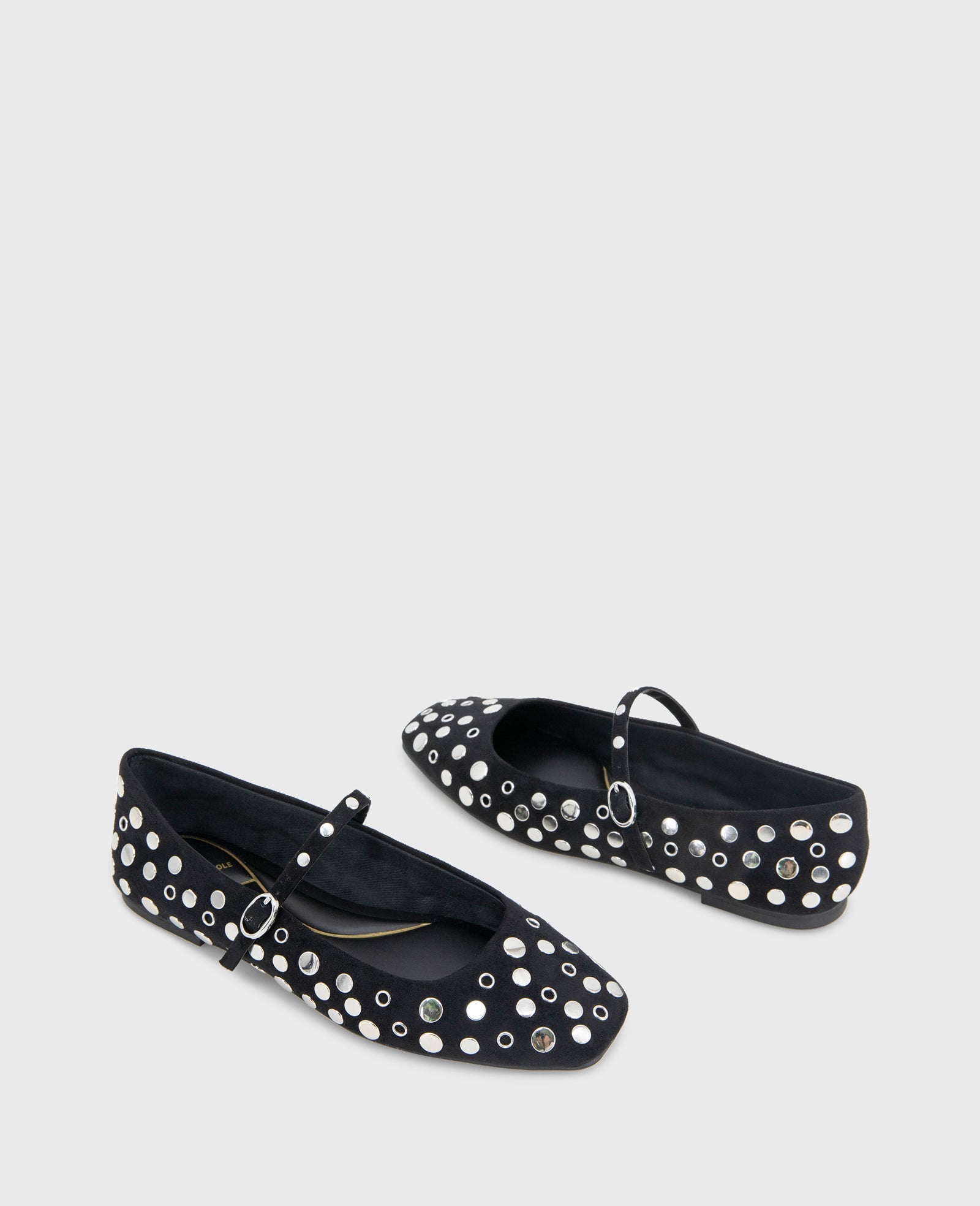 Jasper Suede Stud Ballet Flat Black