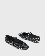Jasper Suede Stud Ballet Flat Black