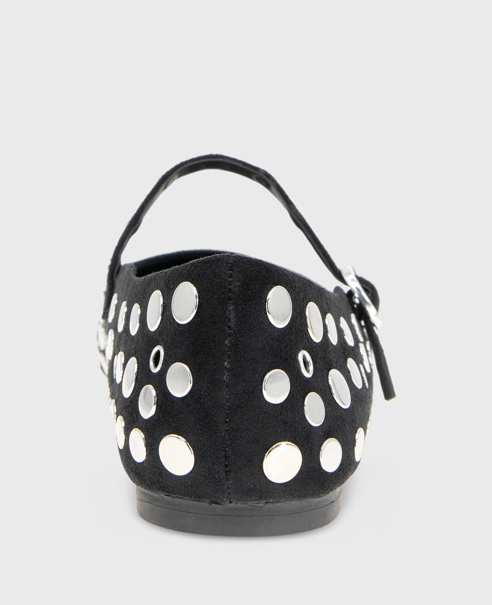 Jasper Suede Stud Ballet Flat Black