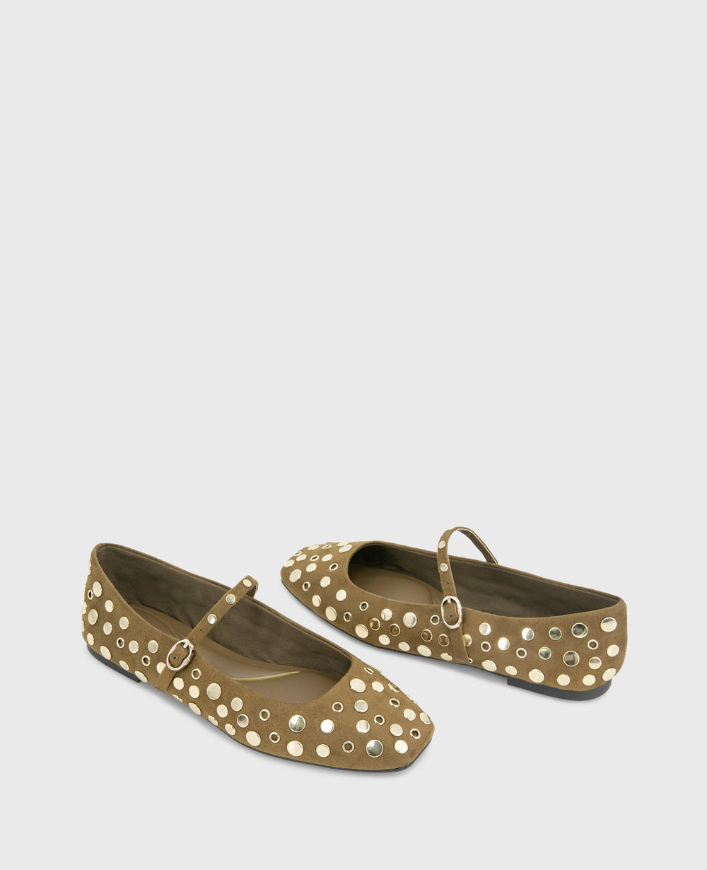 Jasper Suede Stud Ballet Flat Loden