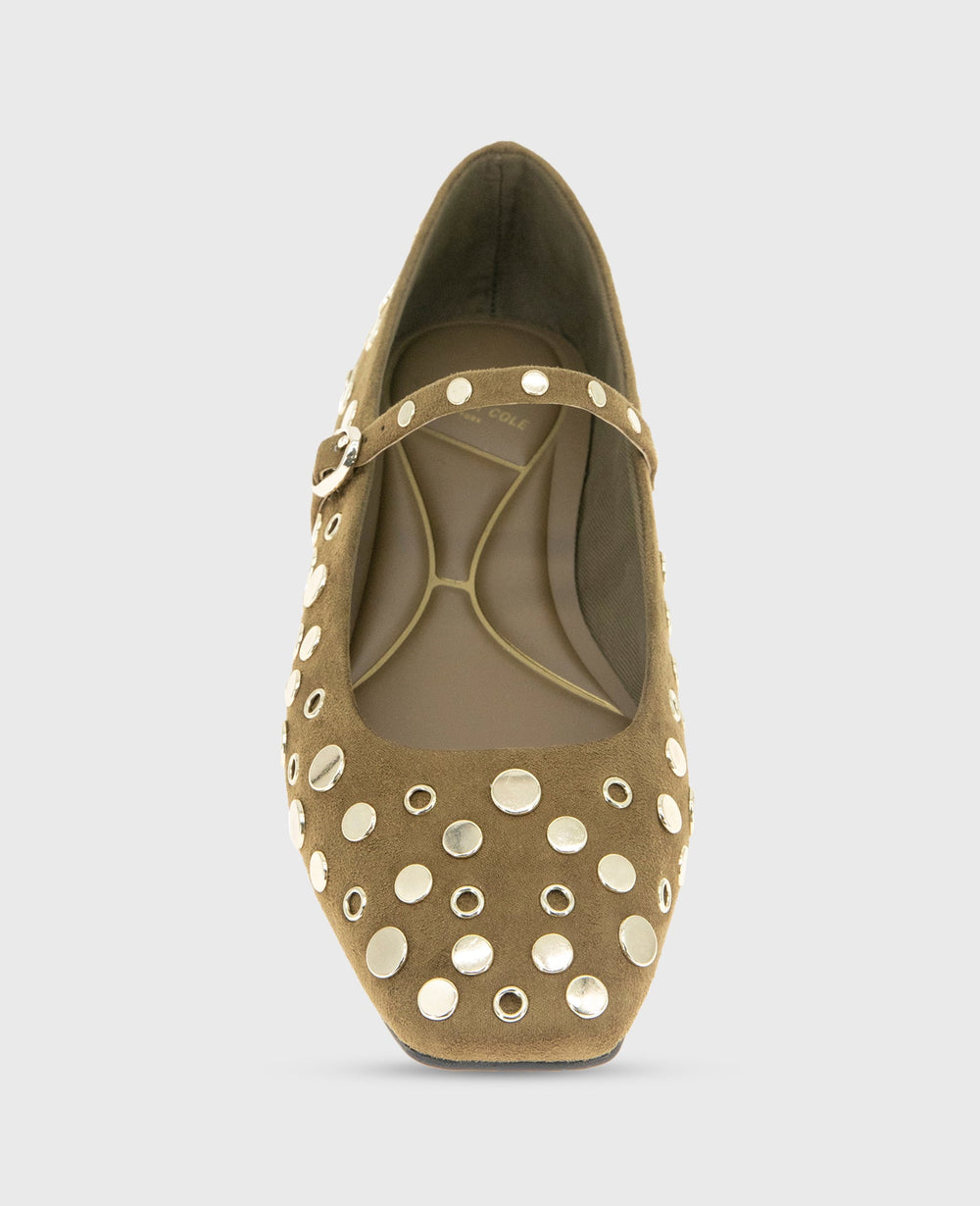 Jasper Suede Stud Ballet Flat Loden