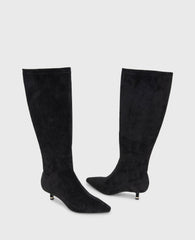Meridith Stretch Boot Black Microsuede