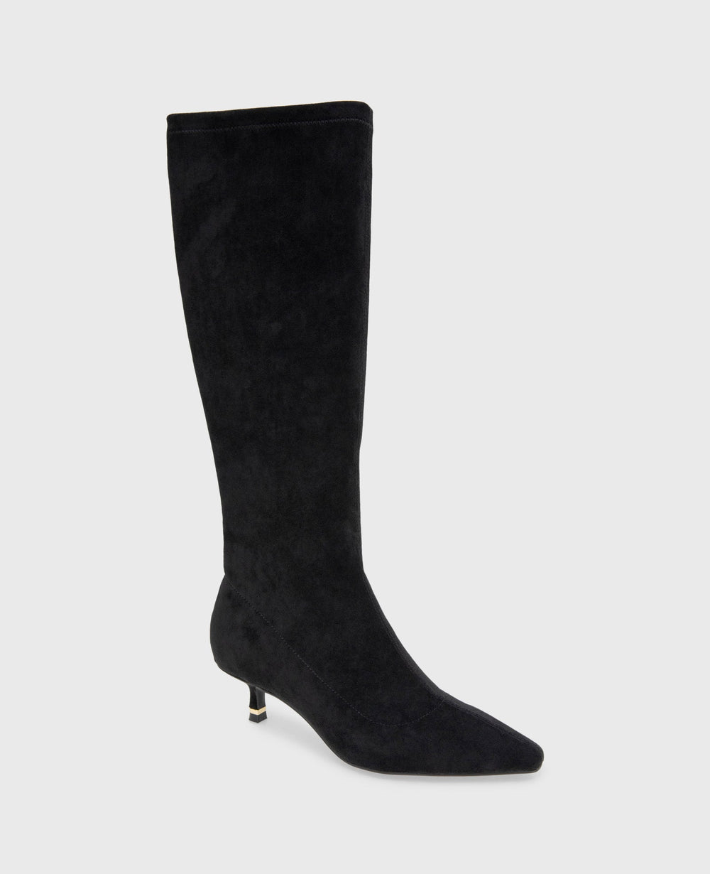 Meridith Stretch Boot Black Microsuede