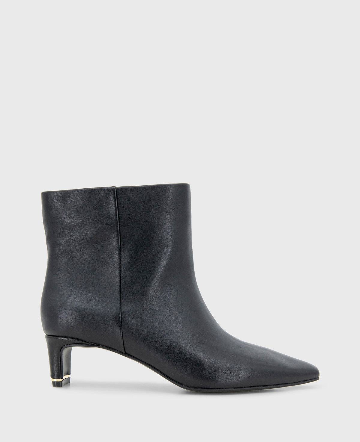 Miranda Leather Heel Bootie Black Leather