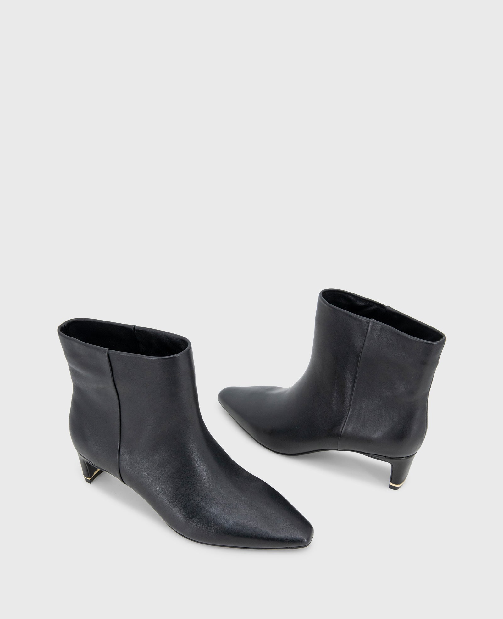 Miranda Leather Heel Bootie Black Leather