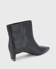 Miranda Leather Heel Bootie Black Leather