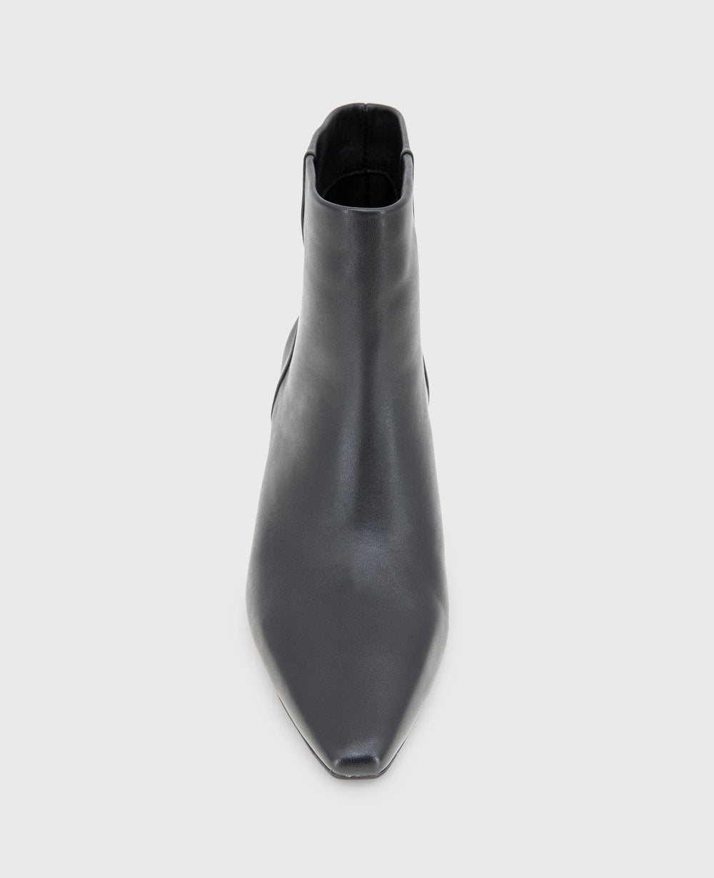 Miranda Leather Heel Bootie Black Leather
