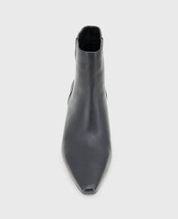 Miranda Leather Heel Bootie Black Leather