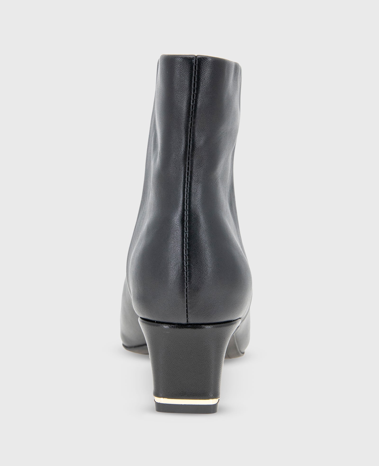 Miranda Leather Heel Bootie Black Leather