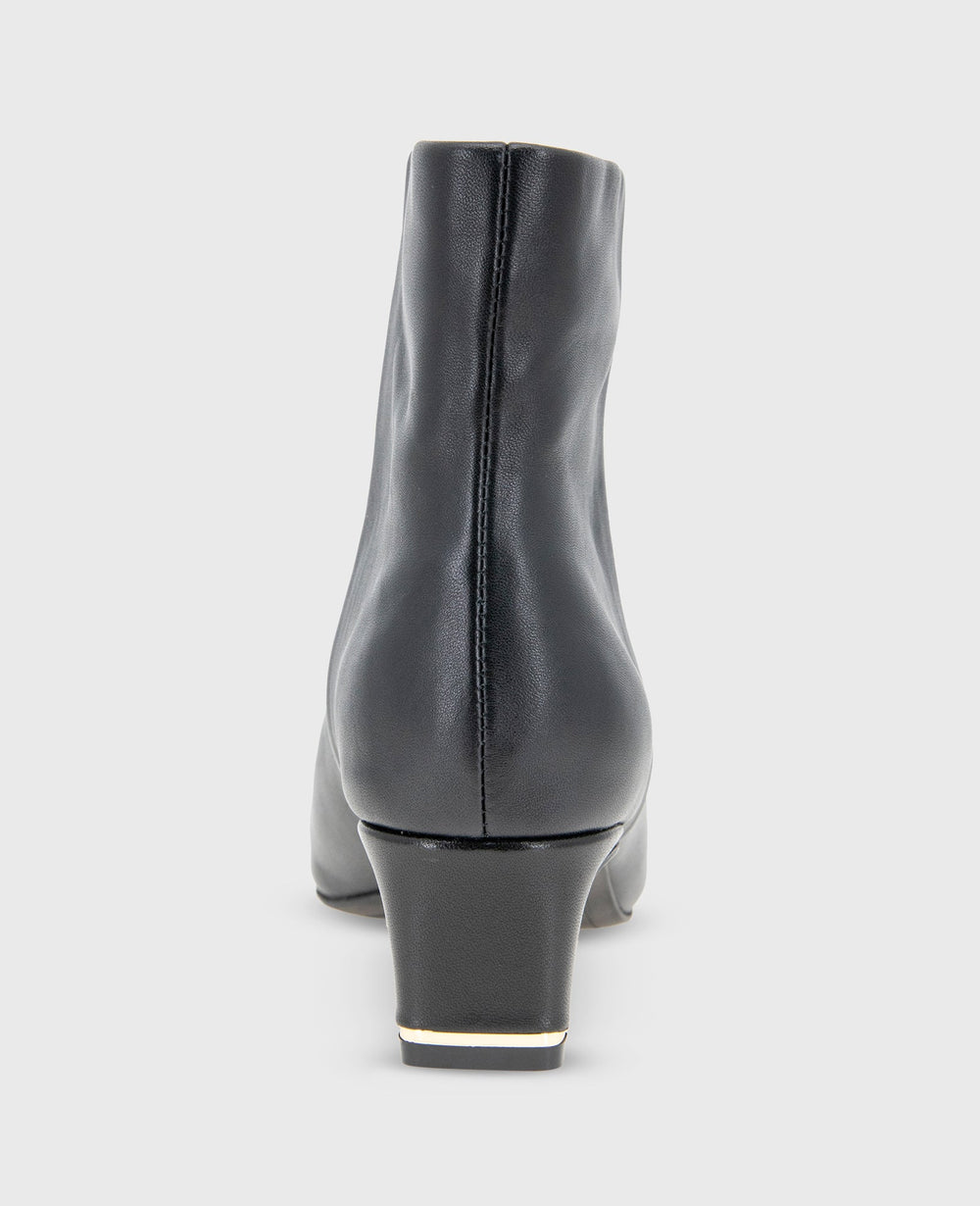 Miranda Leather Heel Bootie Black Leather