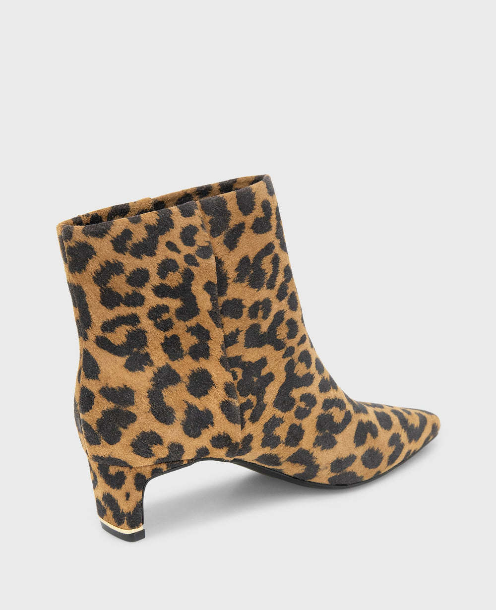 Miranda Suede Leopard Heel Bootie Leopard Suede