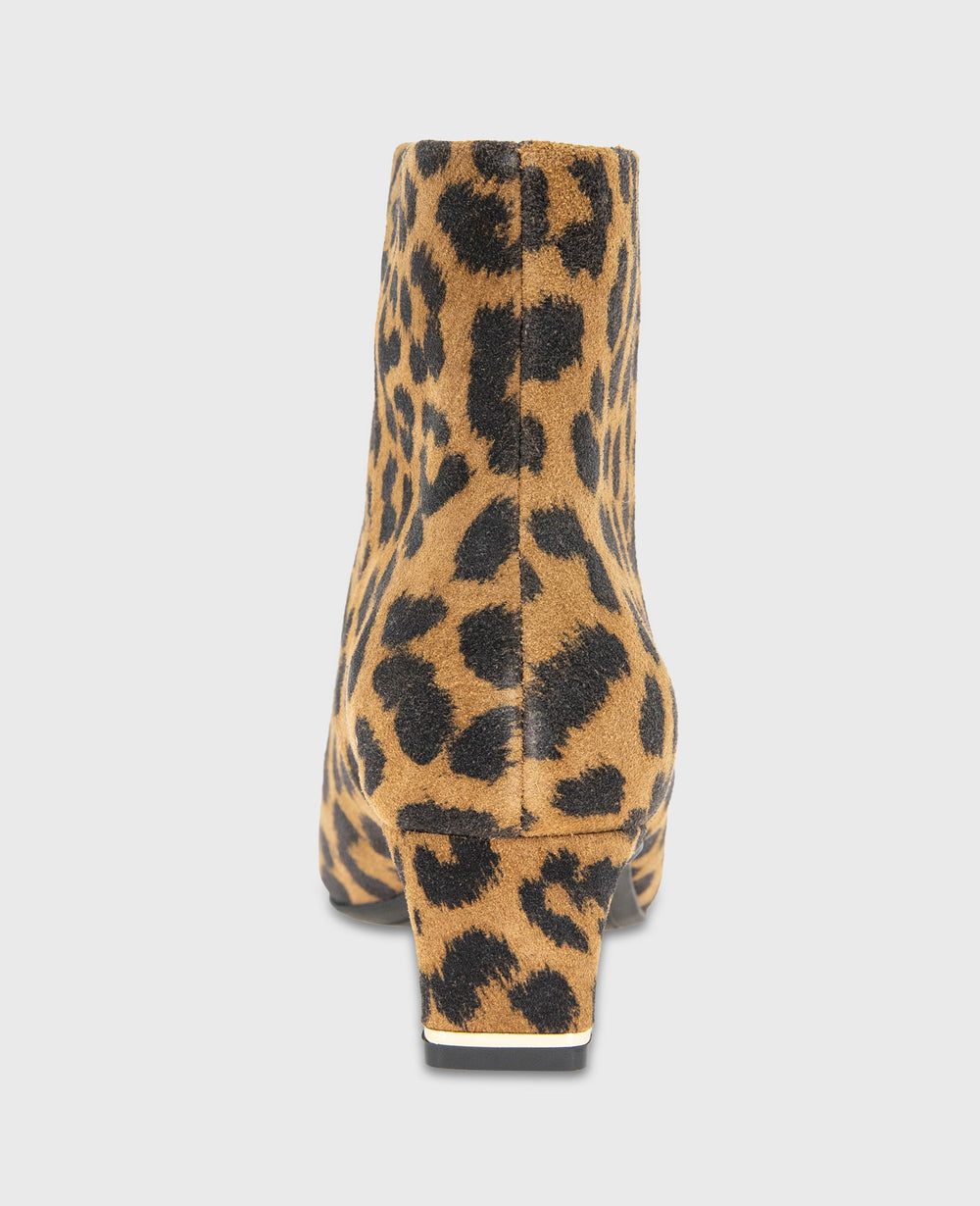 Miranda Suede Leopard Heel Bootie Leopard Suede