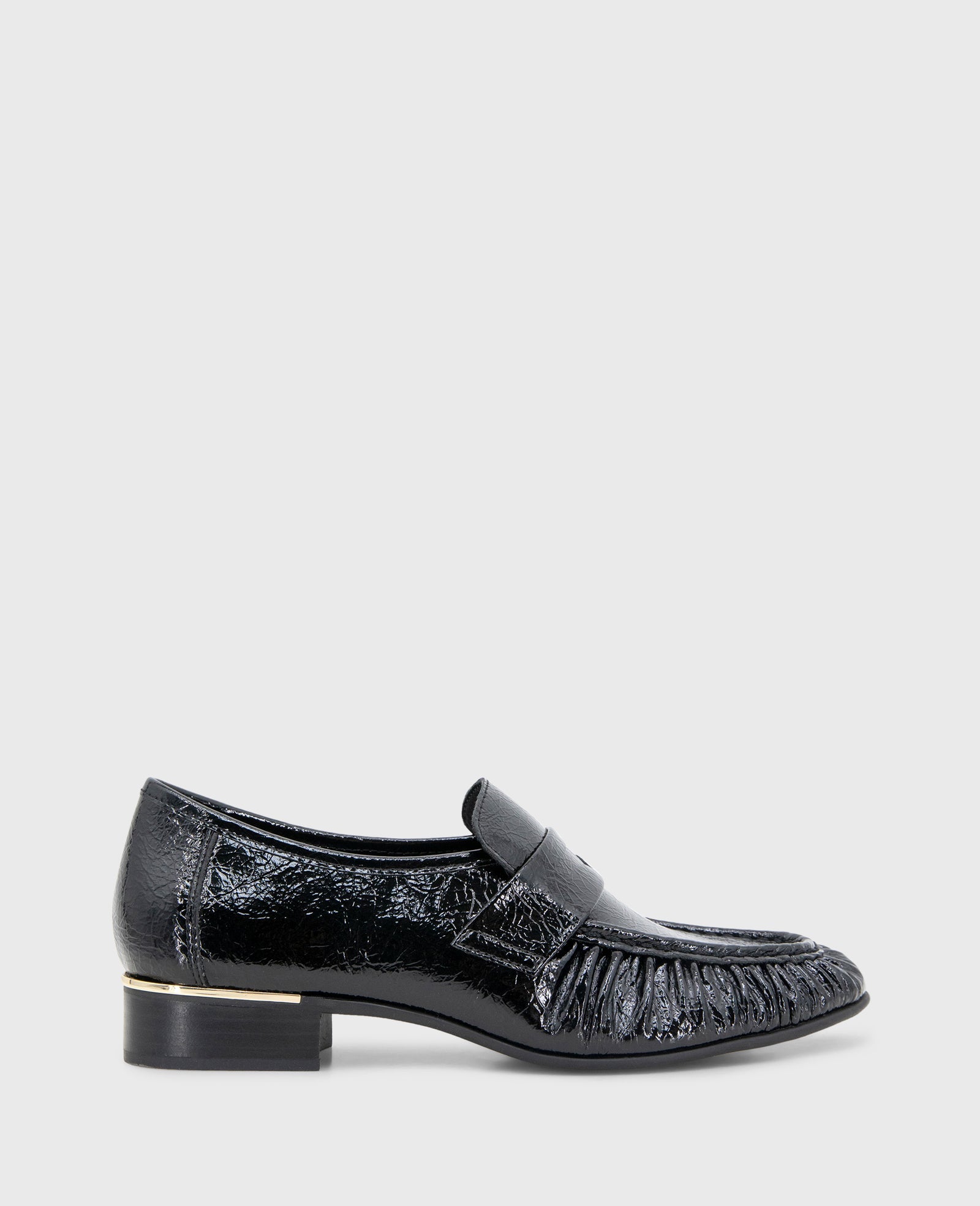 Reece Crinkle Patent Penny Loafer Black Patent