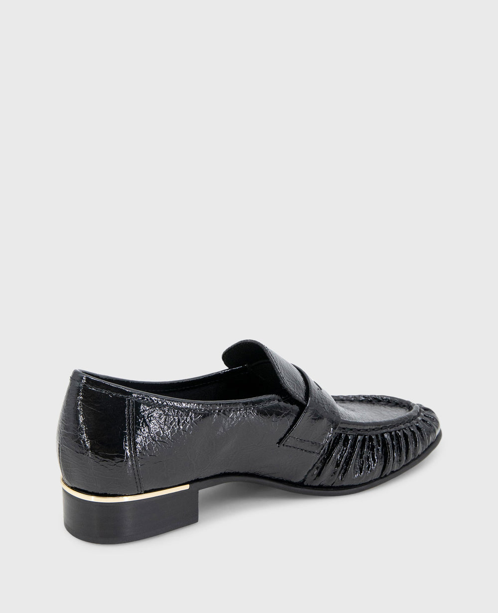 Reece Crinkle Patent Penny Loafer Black Patent