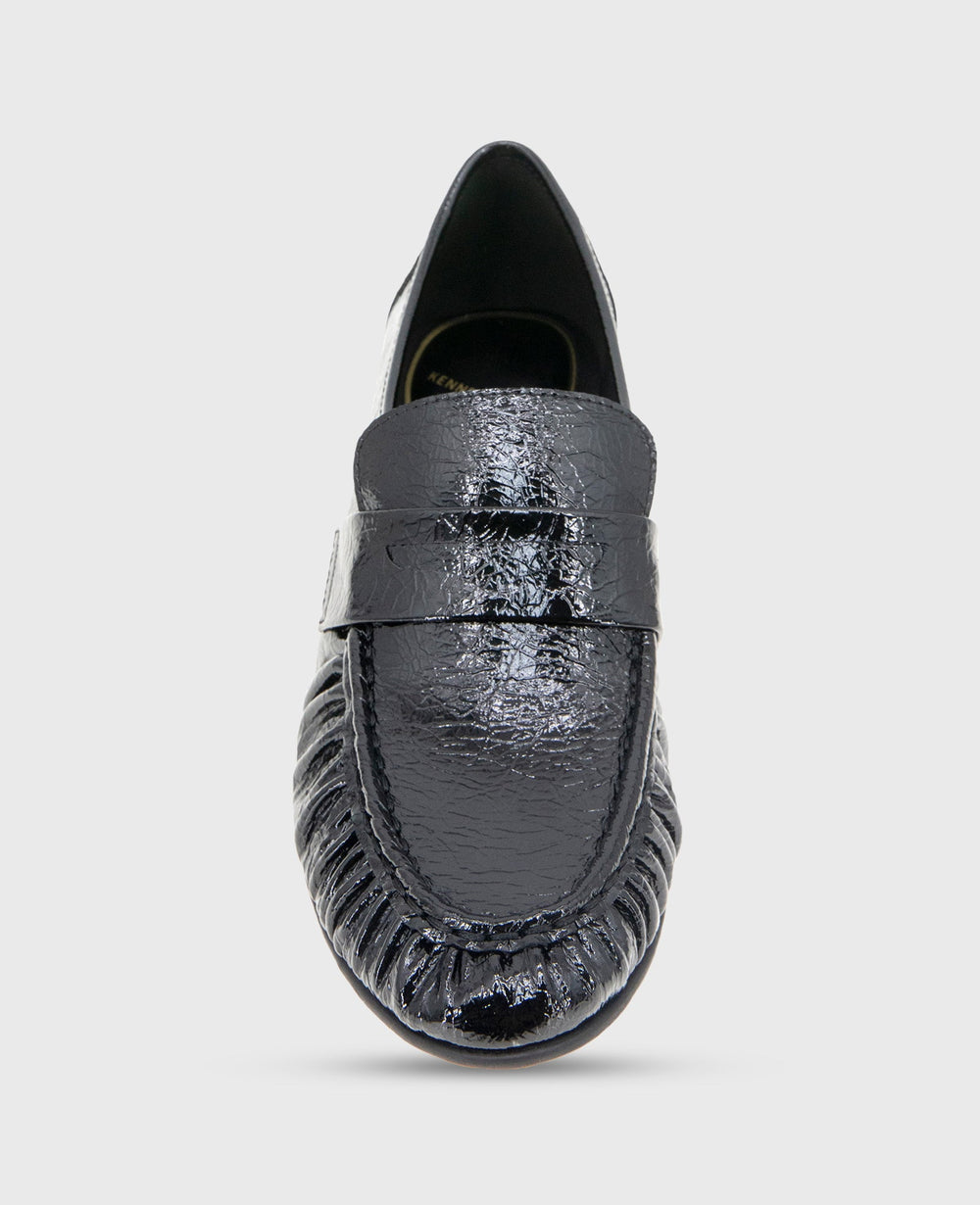 Reece Crinkle Patent Penny Loafer Black Patent