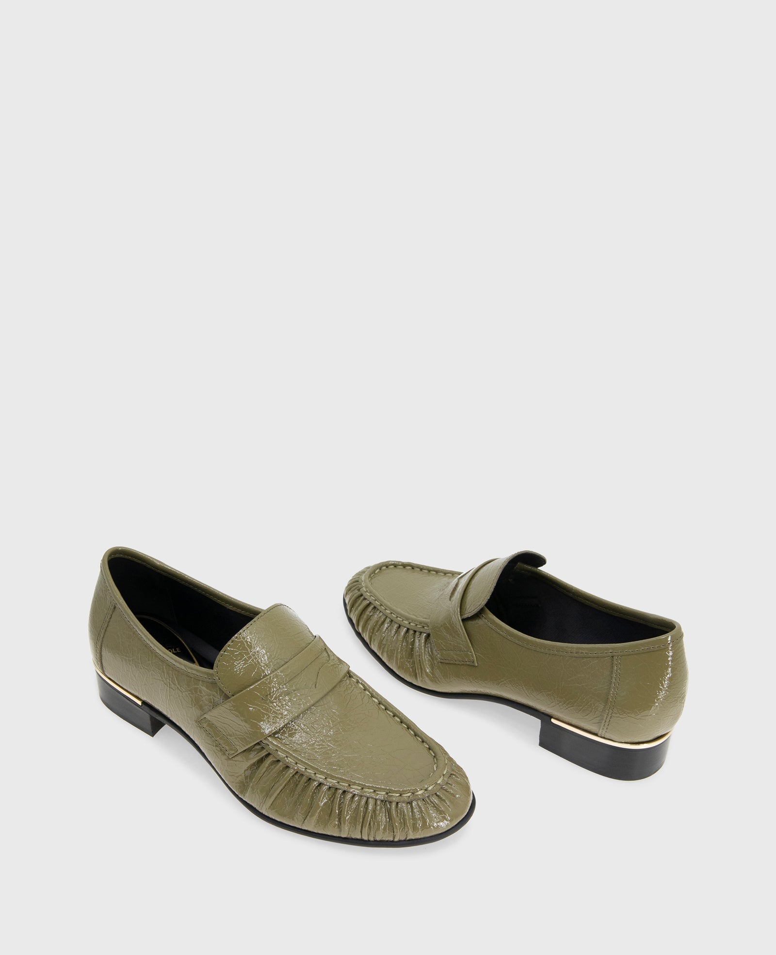 Reece Crinkle Patent Penny Loafer Green Patent