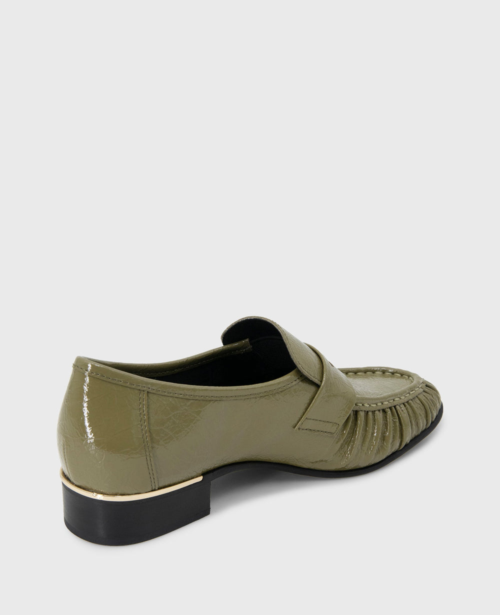 Reece Crinkle Patent Penny Loafer Green Patent