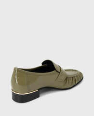 Reece Crinkle Patent Penny Loafer Green Patent