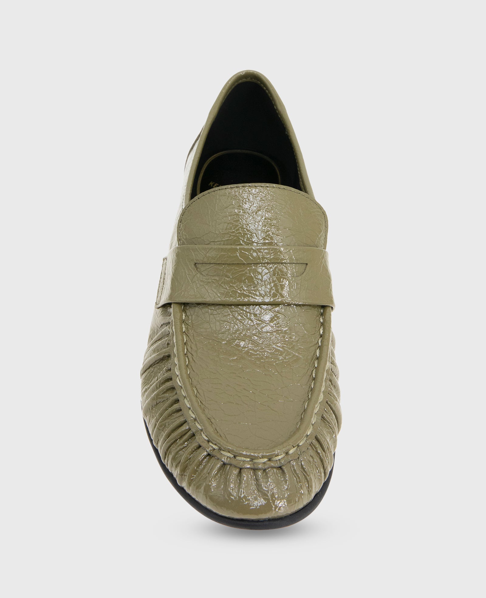 Reece Crinkle Patent Penny Loafer Green Patent