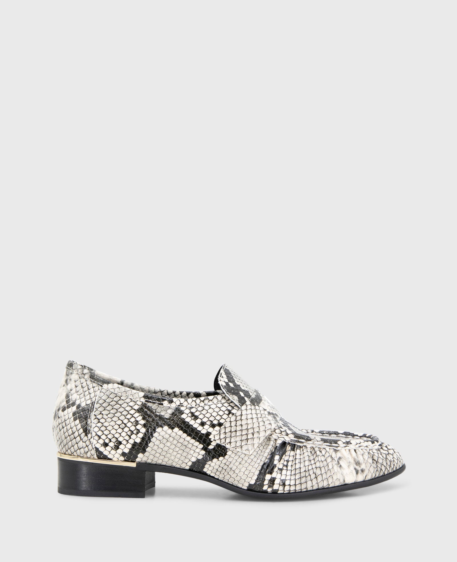 Reece Embossed Snake Penny Loafer Black/White Snake