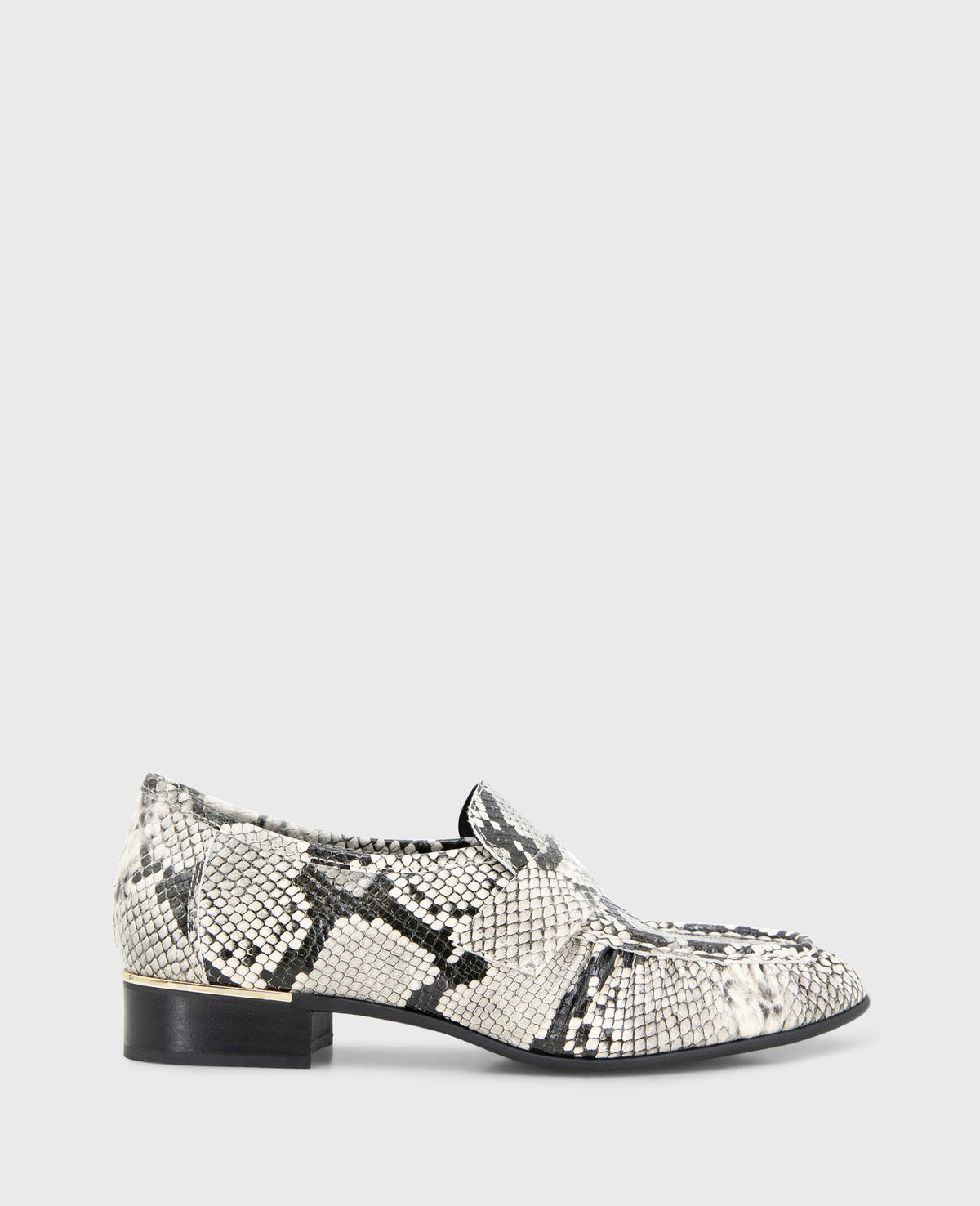 Reece Embossed Snake Penny Loafer Black/White Snake
