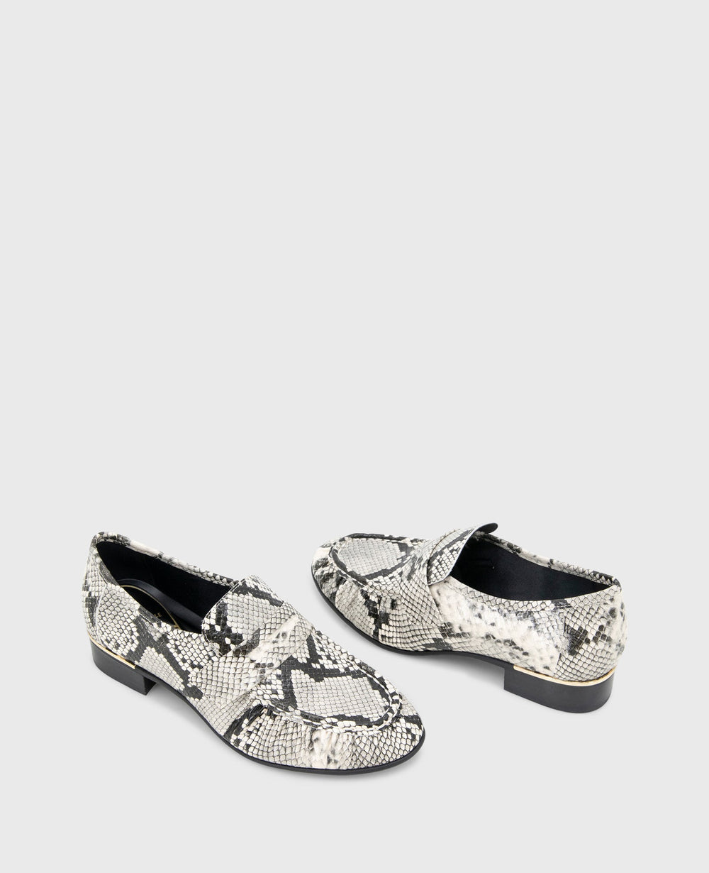 Reece Embossed Snake Penny Loafer Black/White Snake