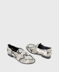 Reece Embossed Snake Penny Loafer Black/White Snake