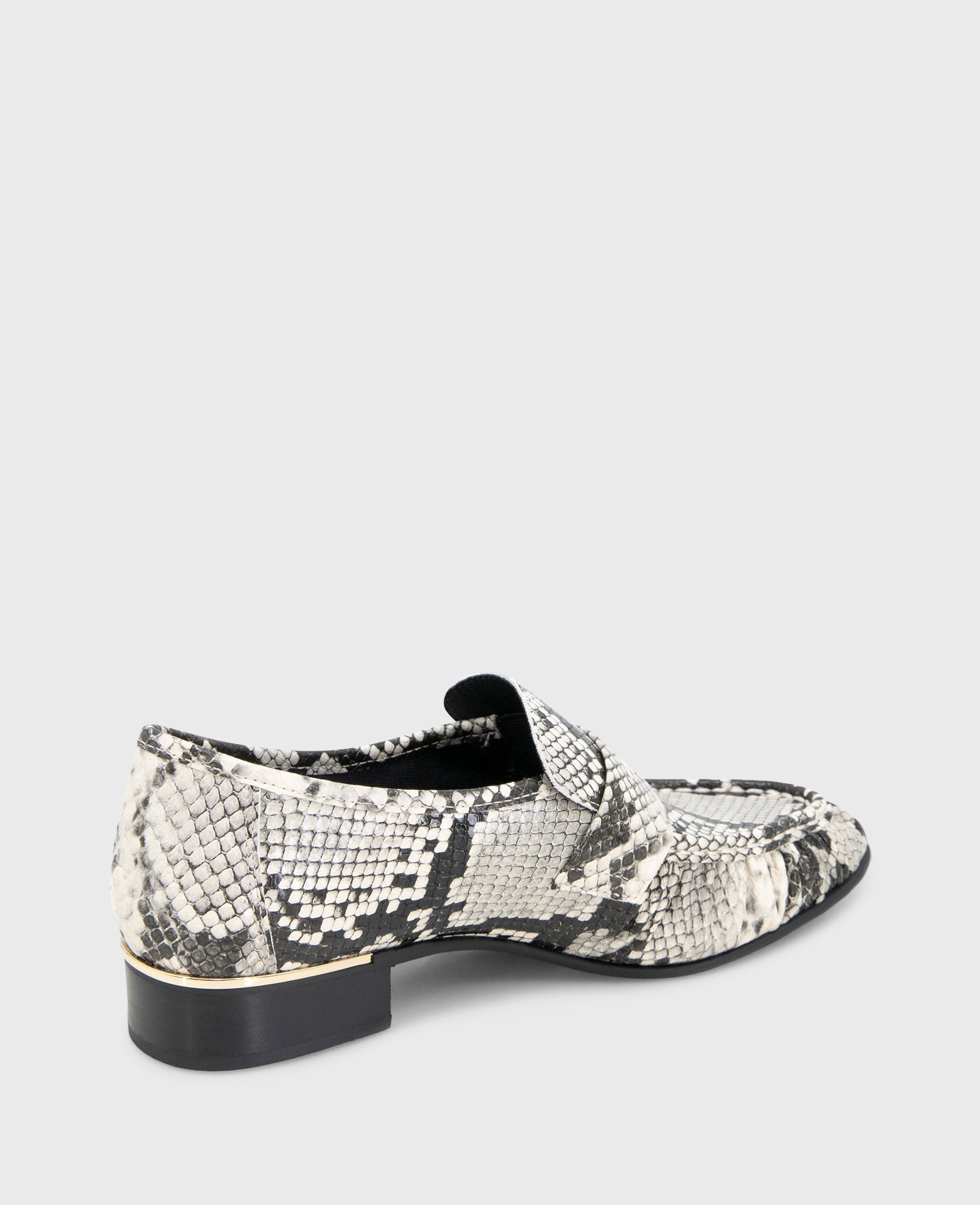 Reece Embossed Snake Penny Loafer Black/White Snake