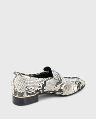 Reece Embossed Snake Penny Loafer Black/White Snake