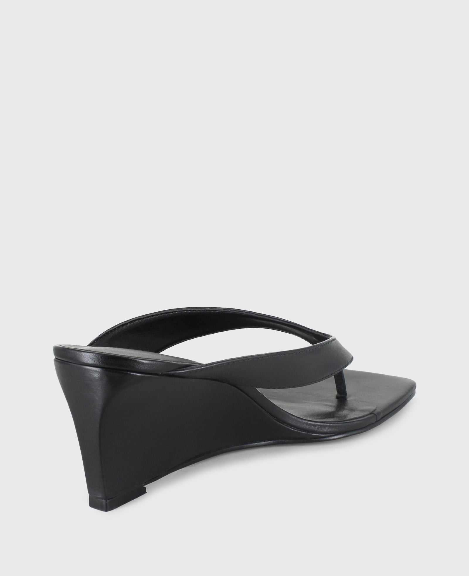 Susannah Leather Thong Wedge Sandal Black Leather