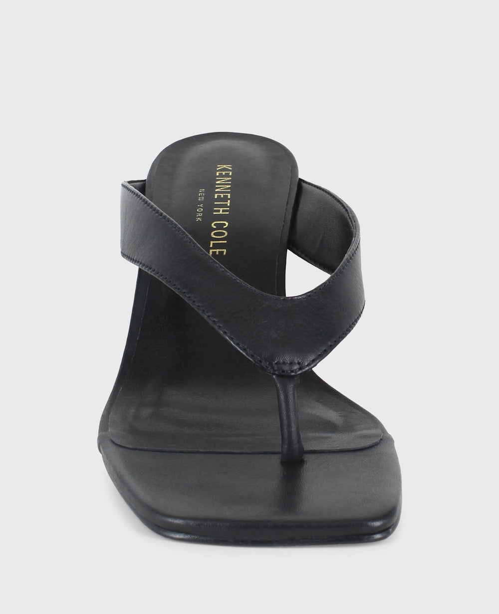 Susannah Leather Thong Wedge Sandal Black Leather