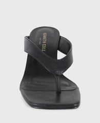 Susannah Leather Thong Wedge Sandal Black Leather