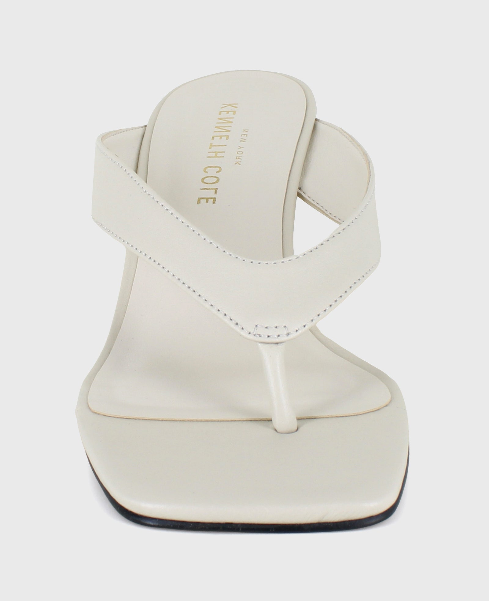 Susannah Leather Thong Wedge Sandal Ecru Leather