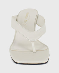 Susannah Leather Thong Wedge Sandal Ecru Leather