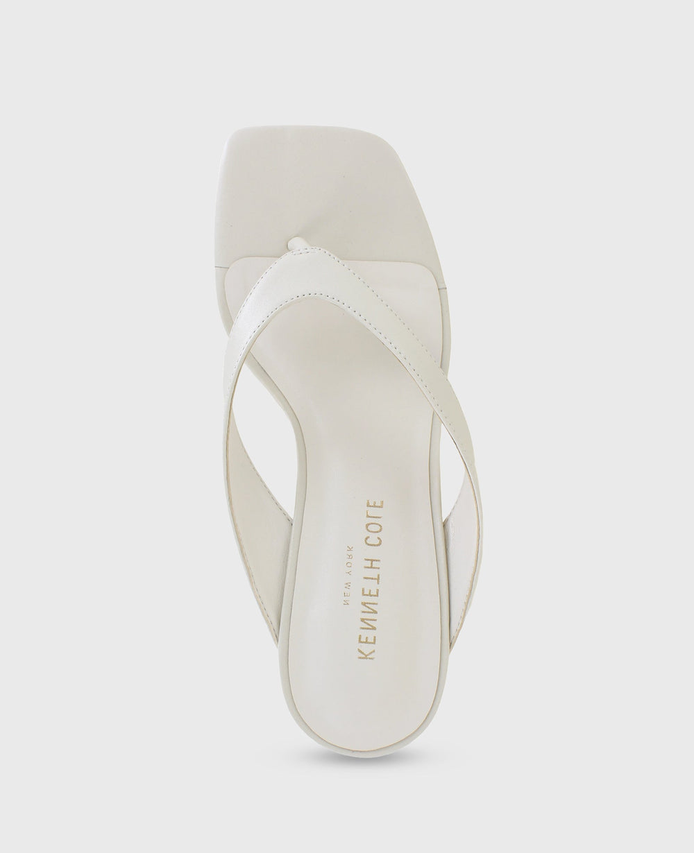Susannah Leather Thong Wedge Sandal Ecru Leather