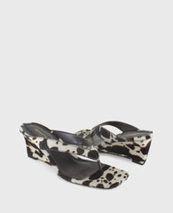 Susannah Calf Hair Thong Wedge Sandal Brown Multi Haircalf