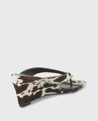 Susannah Calf Hair Thong Wedge Sandal Brown Multi Haircalf