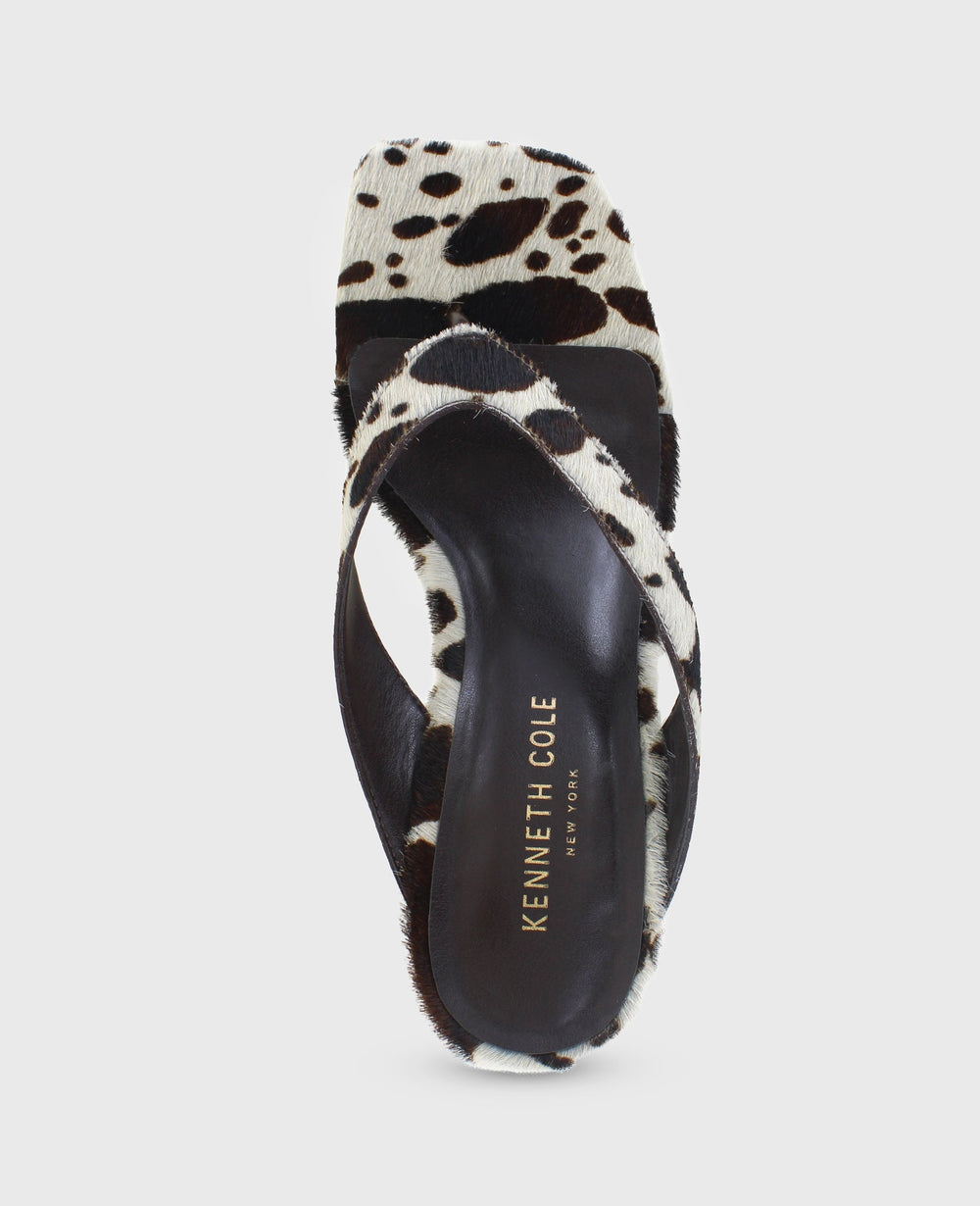 Susannah Calf Hair Thong Wedge Sandal Brown Multi Haircalf