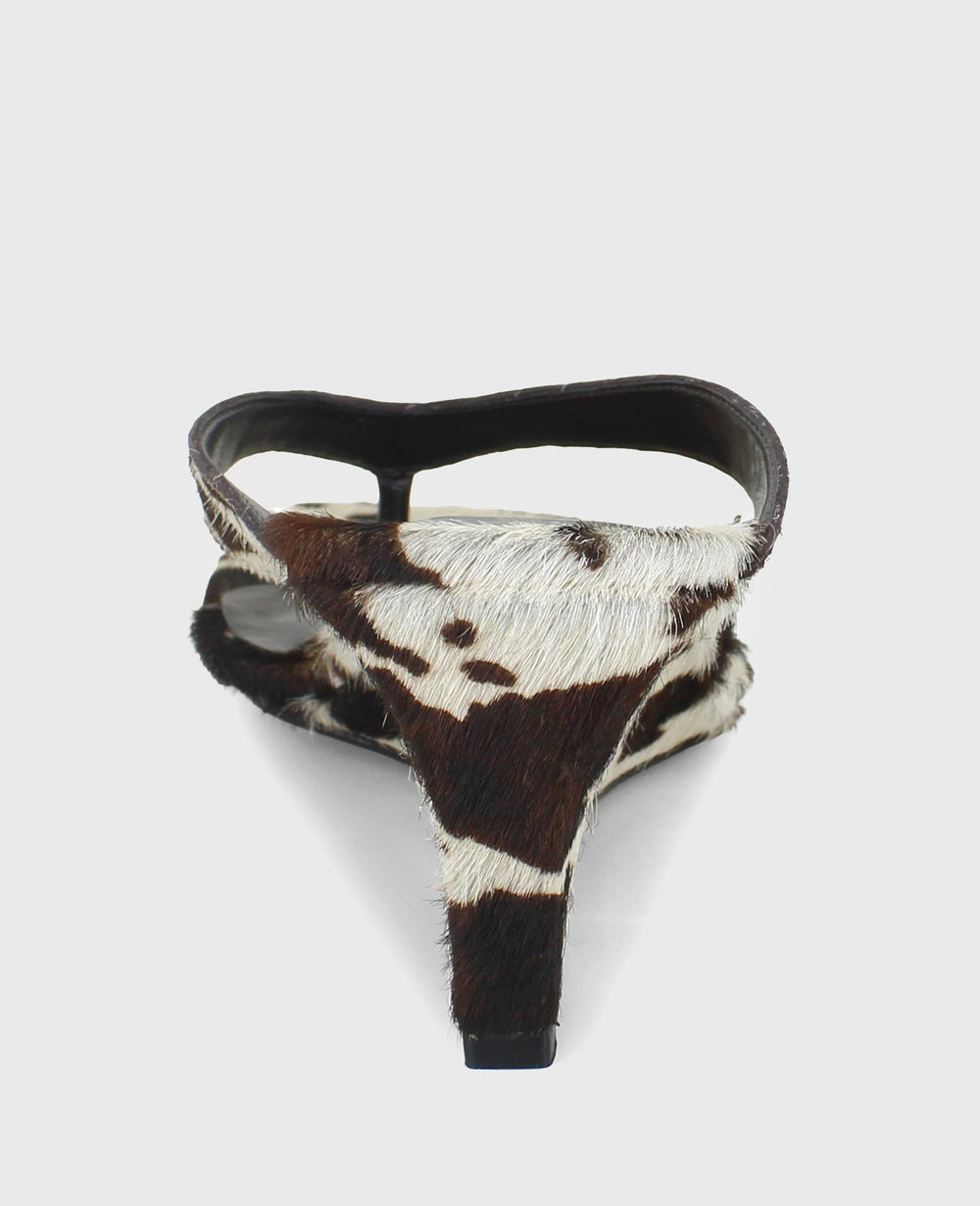 Susannah Calf Hair Thong Wedge Sandal Brown Multi Haircalf