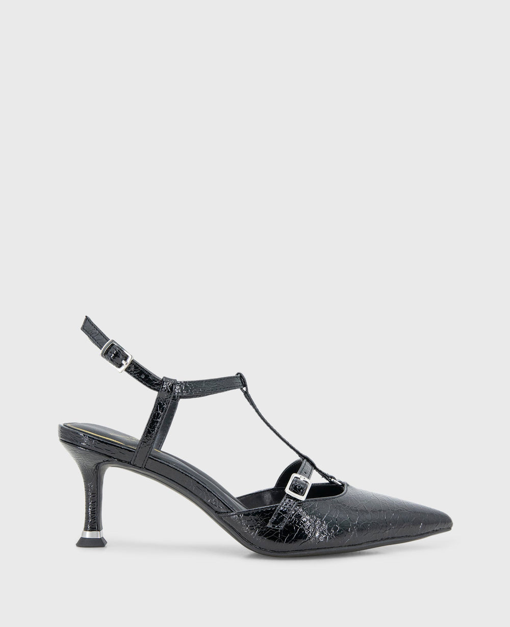 Urka Crinkle Patent Slingback Heel Black Patent