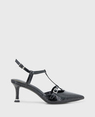 Urka Crinkle Patent Slingback Heel Black Patent