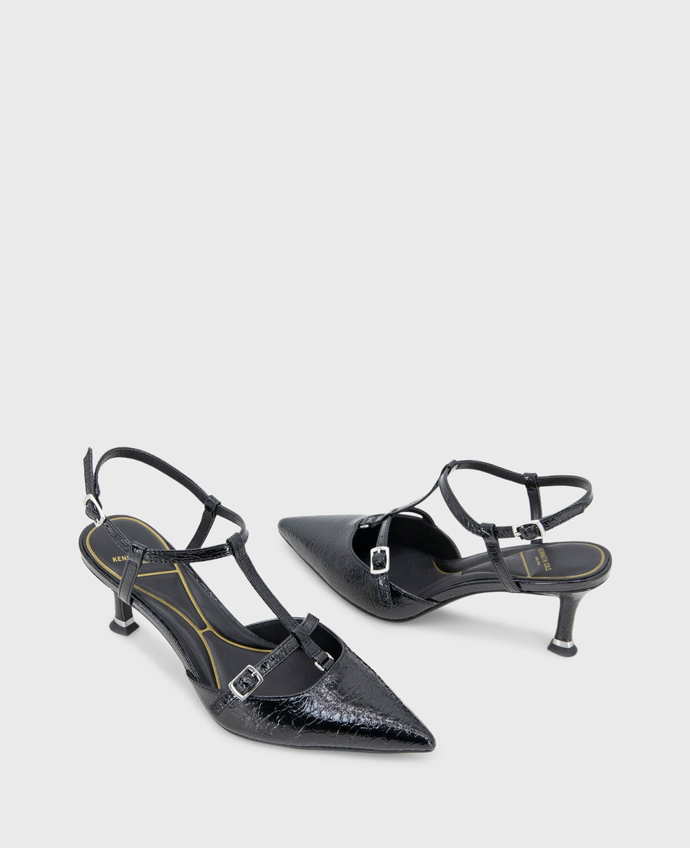 Urka Crinkle Patent Slingback Heel Black Patent