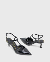 Urka Crinkle Patent Slingback Heel Black Patent