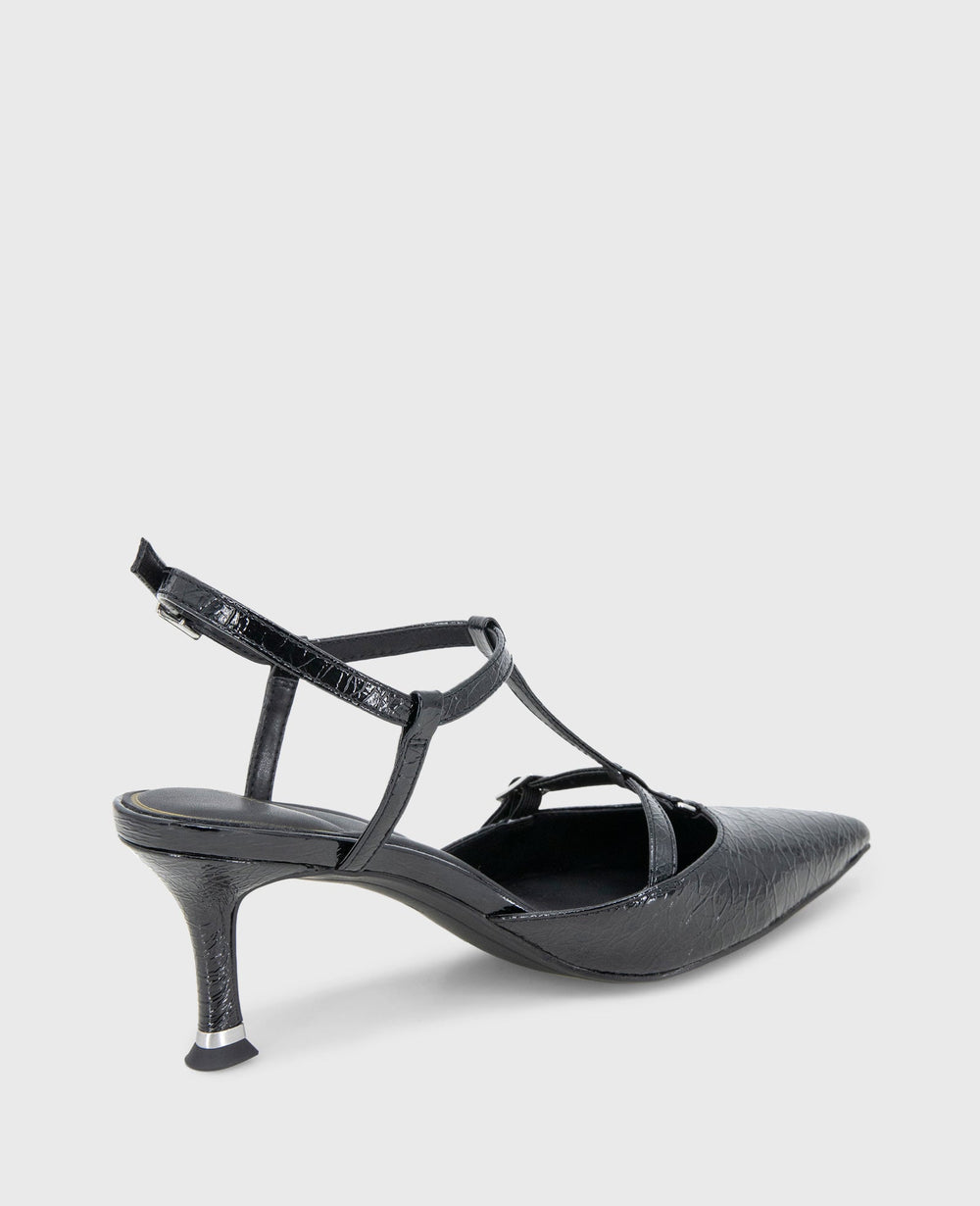 Urka Crinkle Patent Slingback Heel Black Patent