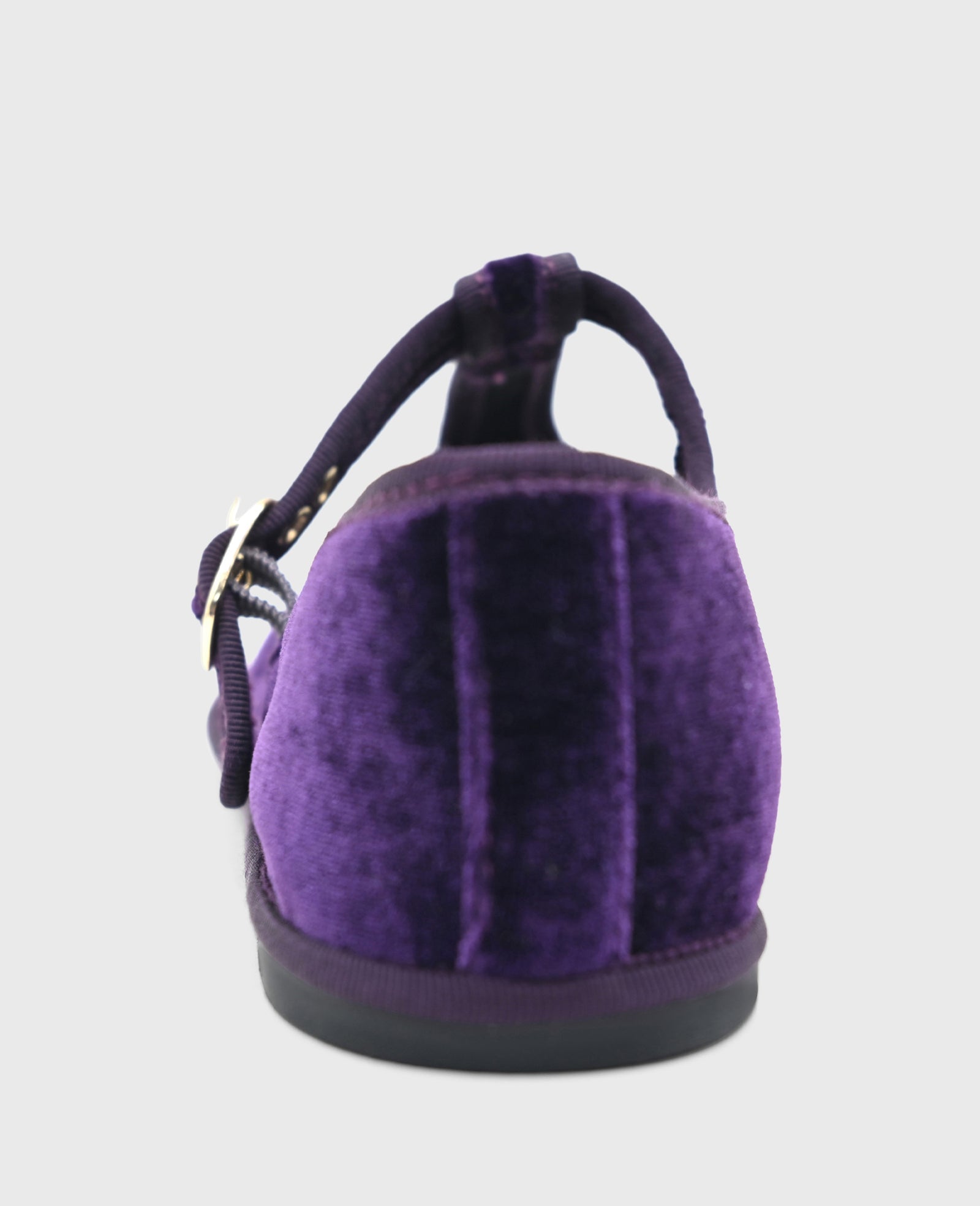 Verona Velvet T-Strap Mary Jane Flat Plum Velvet