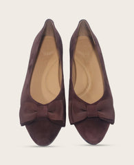 GENTLE SOULS - Atlas Suede Bow Flat Burgundy Suede