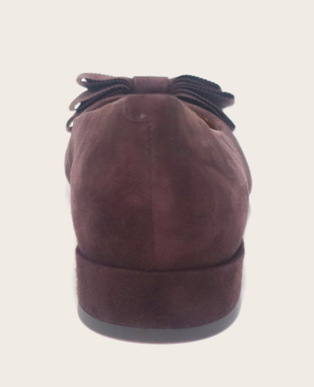 GENTLE SOULS - Atlas Suede Bow Flat Burgundy Suede