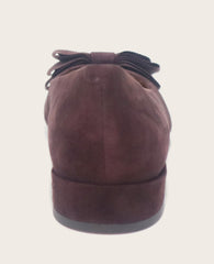 GENTLE SOULS - Atlas Suede Bow Flat Burgundy Suede