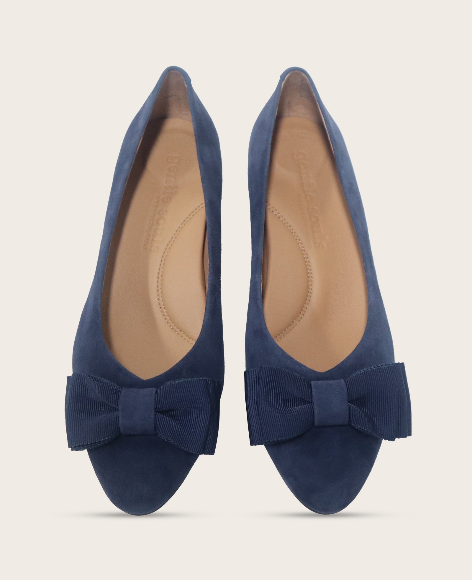 GENTLE SOULS - Atlas Suede Bow Flat Navy Suede