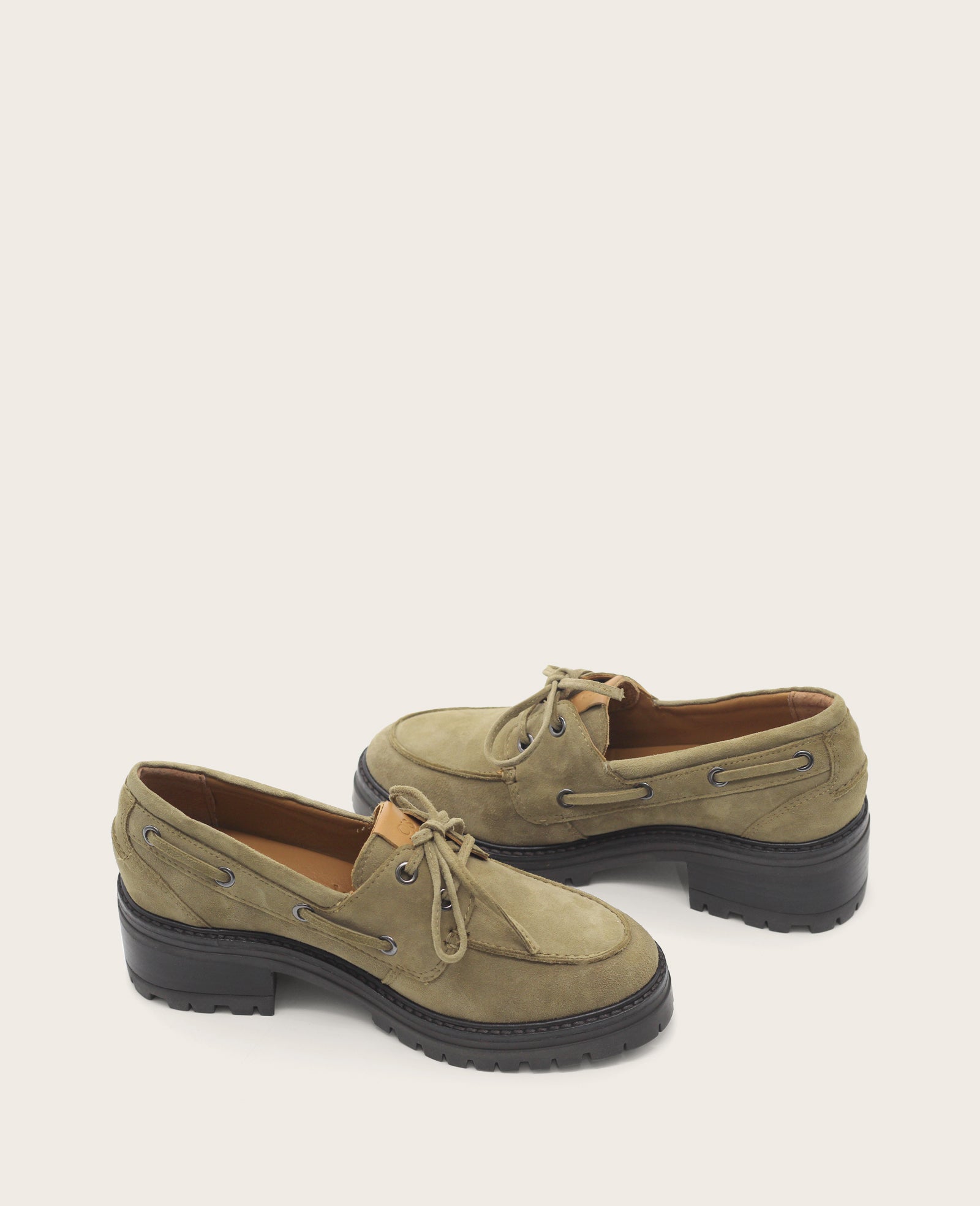 GENTLE SOULS - Brigly Suede Lug Boat Shoe Olive Suede